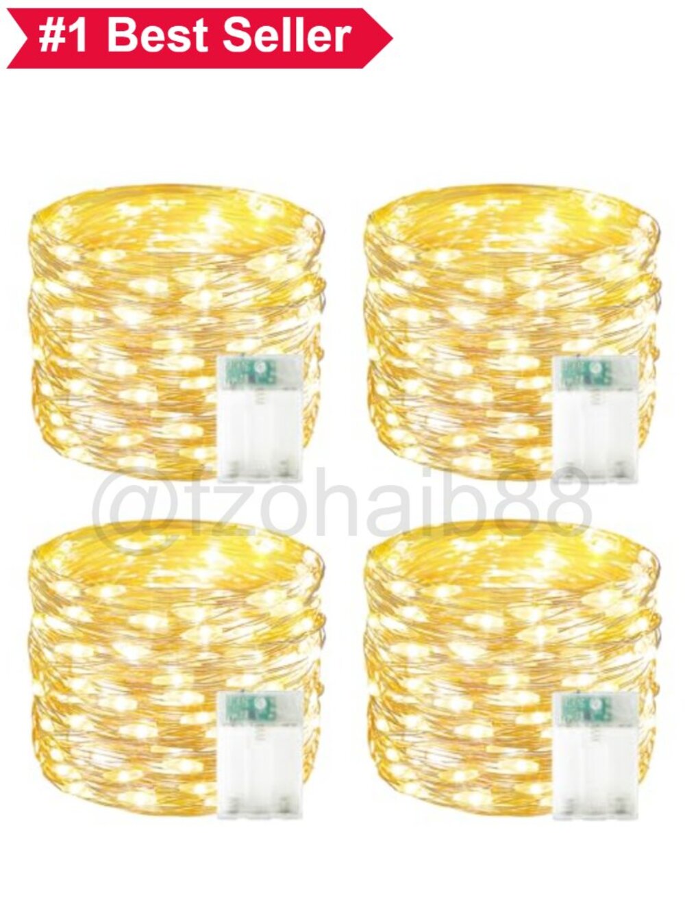 🎁 4 Pack 60 LED Fairy Lights Battery Operated Timer 20 FT String Lights